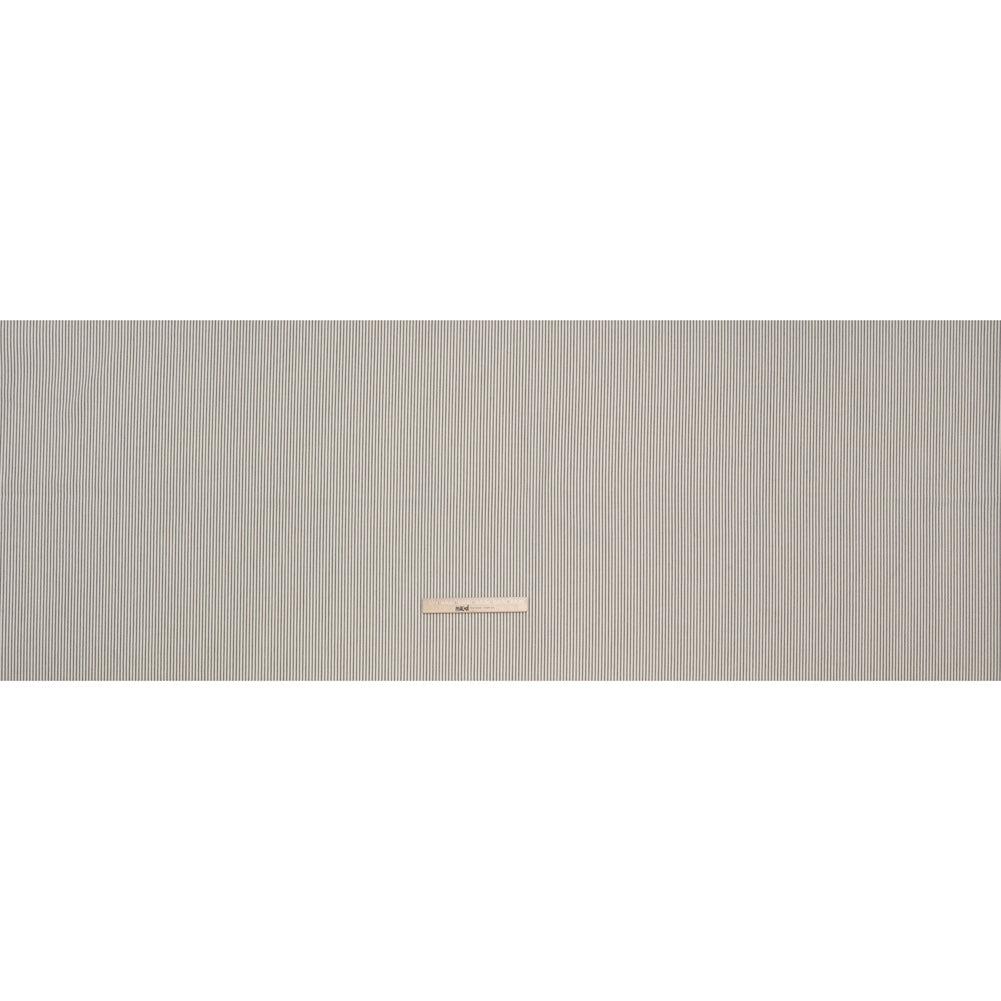 Wool Twill Suiting by Alexander McQueen - Cream and Black Chalk Stripes - Designer Deadstock Full
