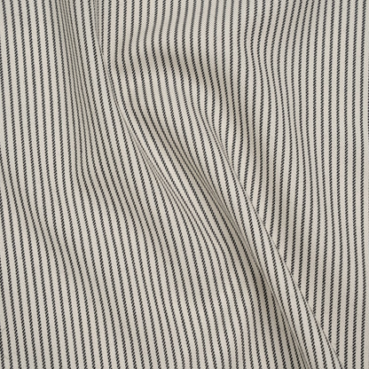 Wool Twill Suiting by Alexander McQueen - Cream and Black Chalk Stripes - Designer Deadstock