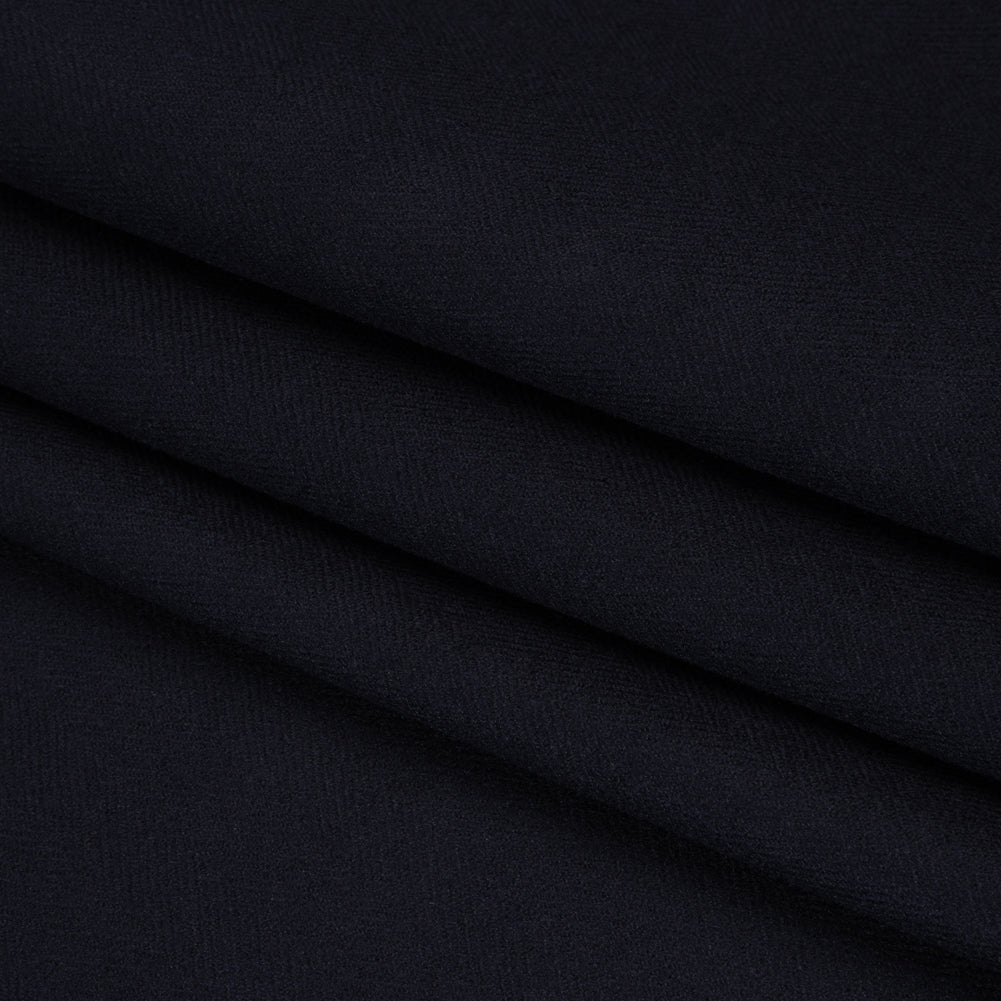 Heavyweight Wool Herringbone Twill Suiting by Alexander McQueen - Navy Blue - Designer Deadstock - Folded