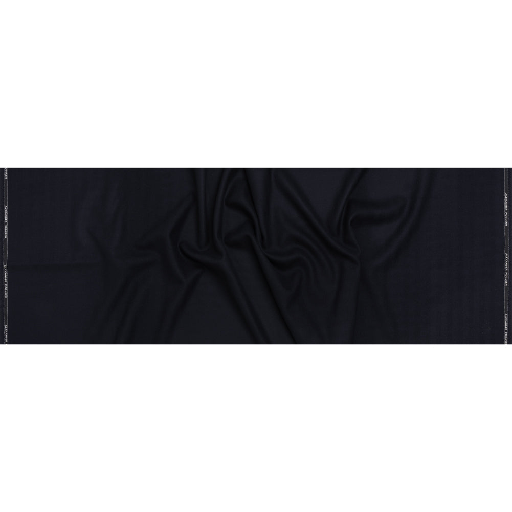 Heavyweight Wool Herringbone Twill Suiting by Alexander McQueen - Navy Blue - Designer Deadstock - Full