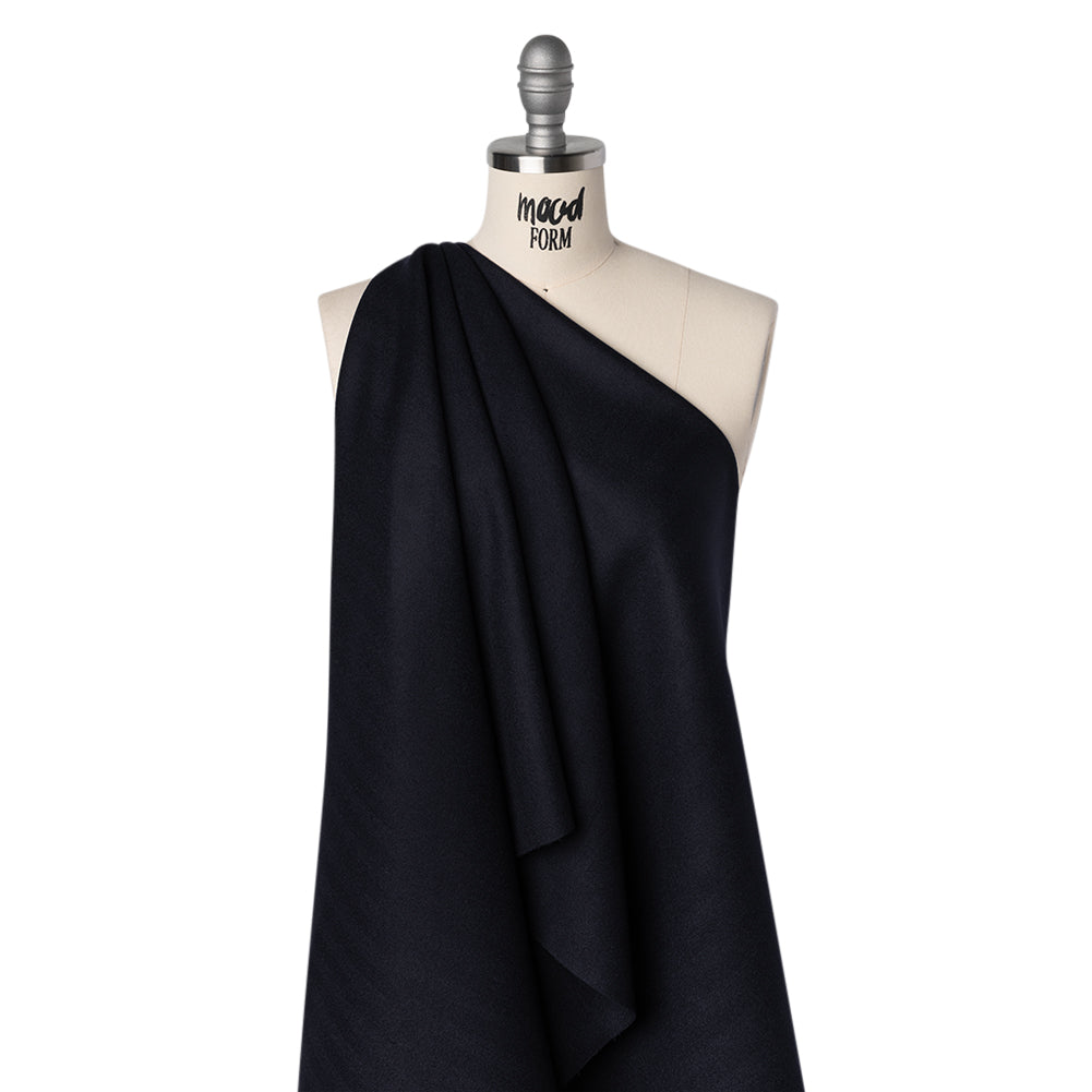 Heavyweight Wool Herringbone Twill Suiting by Alexander McQueen - Navy Blue - Designer Deadstock - Drape