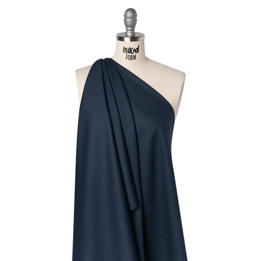 Wool Basketweave Suiting by Alexander McQueen - Navy Blue - Designer Deadstock - Drape