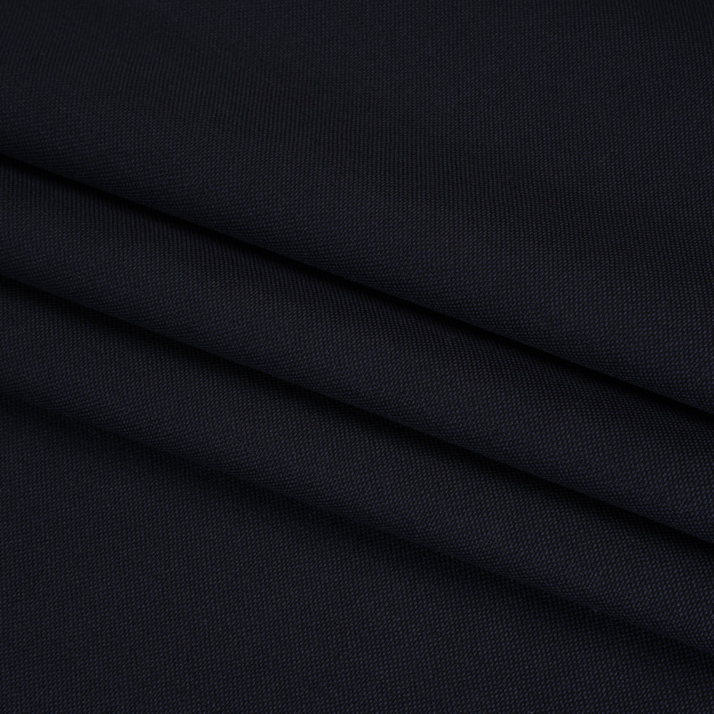 Wool Basketweave Suiting by Alexander McQueen - Dark Navy - Designer Deadstock - Folded