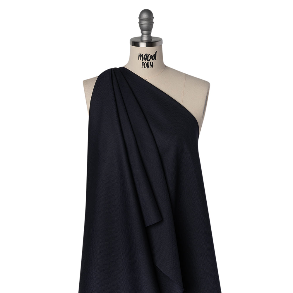 Wool Basketweave Suiting by Alexander McQueen - Dark Navy - Designer Deadstock - Drape