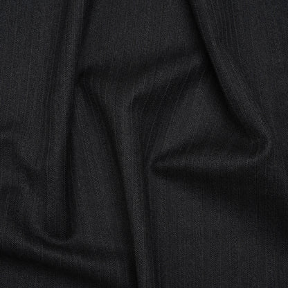 Herringbone Twill Wool Suiting by Alexander McQueen - Charcoal and White Stripes - Designer Deadstock