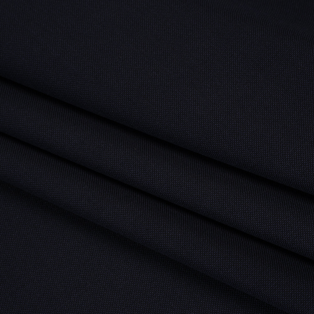 Wool Basketweave Suiting by Alexander McQueen - Midnight Blue - Designer Deadstock - Folded