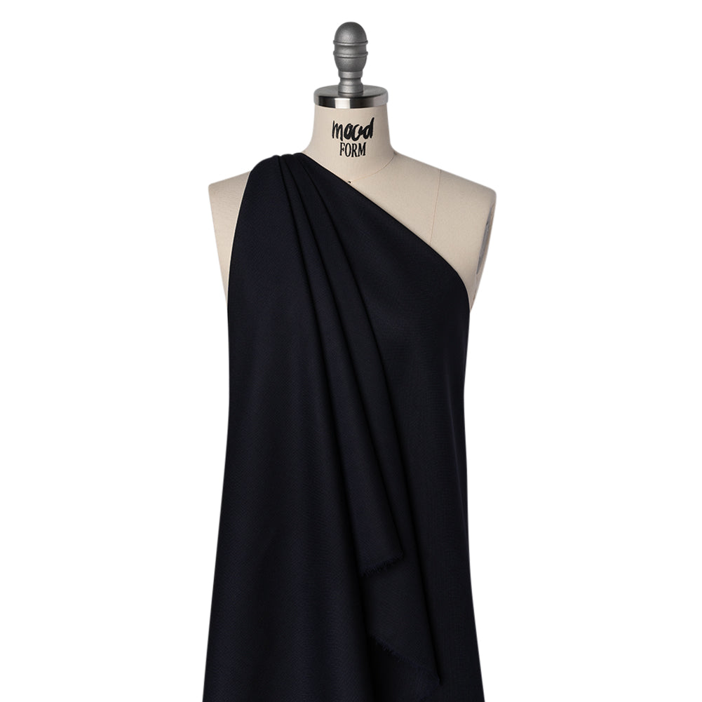 Wool Basketweave Suiting by Alexander McQueen - Midnight Blue - Designer Deadstock - Drape