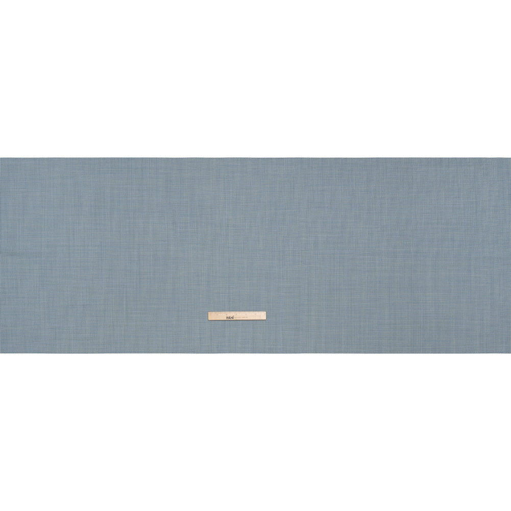 Wool Twill Suiting by Alexander McQueen - Blue, Teal and White Houndstooth - Designer Deadstock - Full