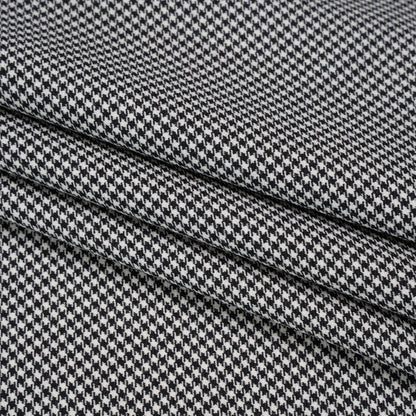 Wool Twill Suiting by Alexander McQueen - Black and White Houndstooth - Designer Deadstock