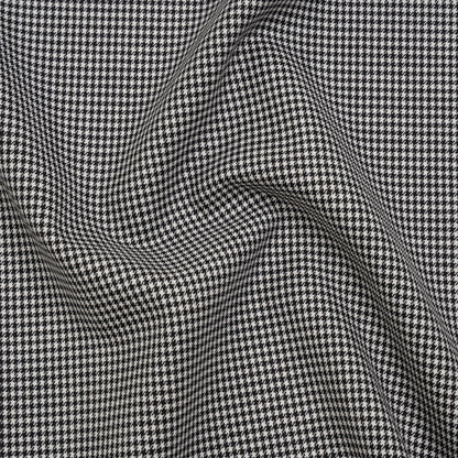 Wool Twill Suiting by Alexander McQueen - Black and White Houndstooth - Designer Deadstock