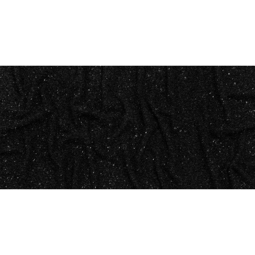 Wool Blend Tweed Boucle by Balenciaga - Black with Metallic Yarns - Designer Deadstock