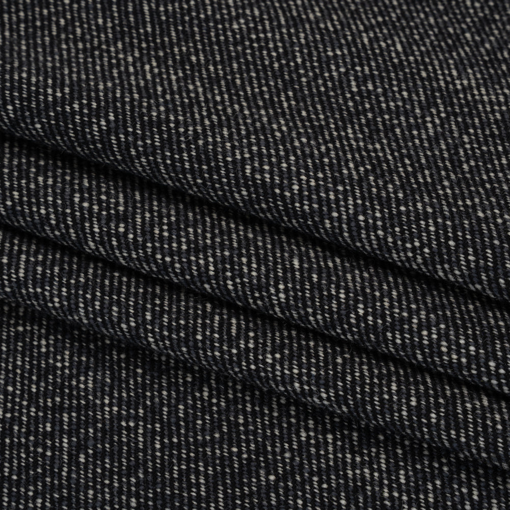 Wool Twill Coating by Alexander McQueen - Black, Gray and Cream Heathered - Designer Deadstock Folded