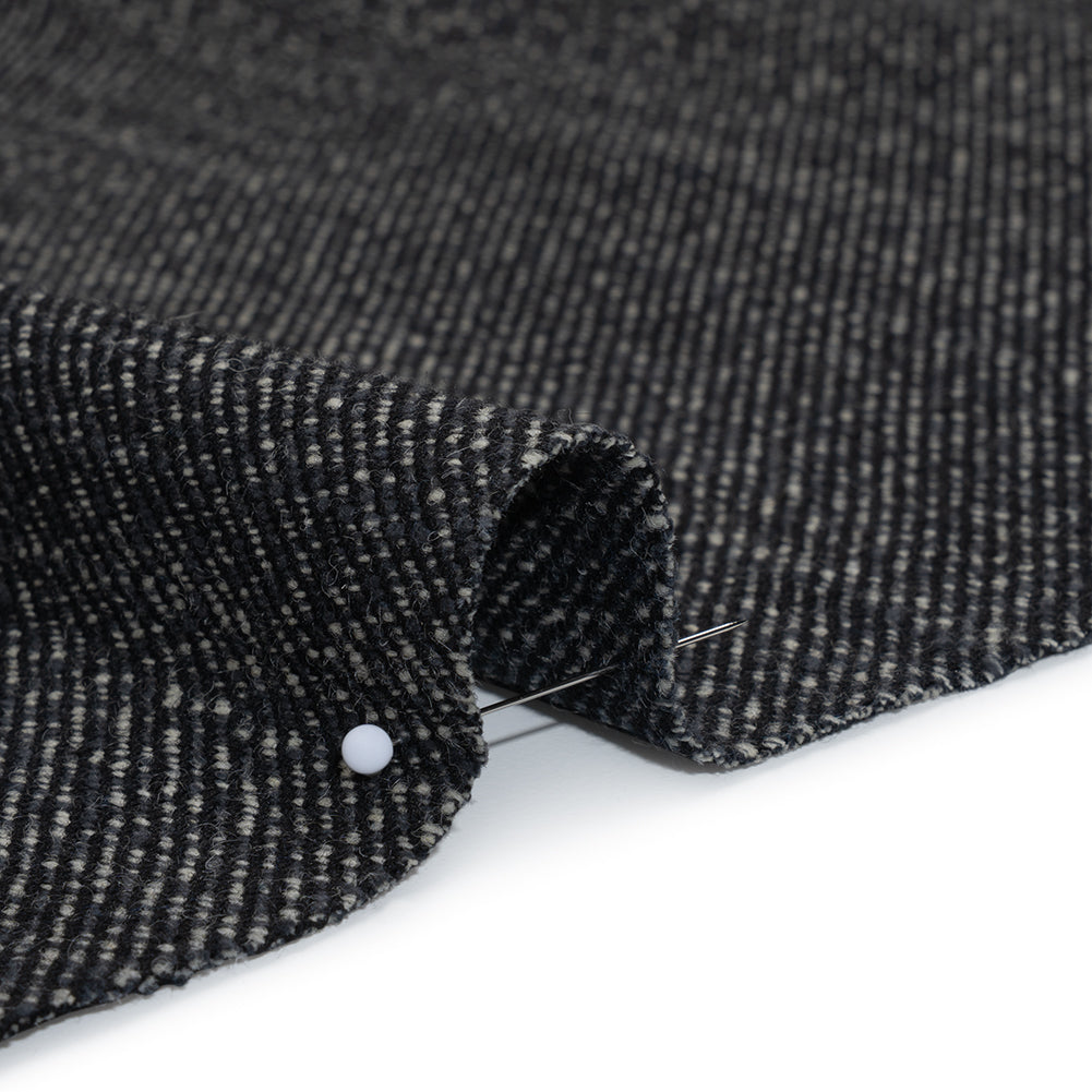 Wool Twill Coating by Alexander McQueen - Black, Gray and Cream Heathered - Designer Deadstock Detail