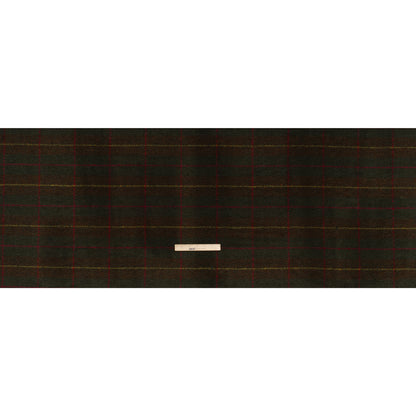 Brushed Tweedy Wool Boucle Coating - Green, Brown and Yellow Plaid - Deadstock