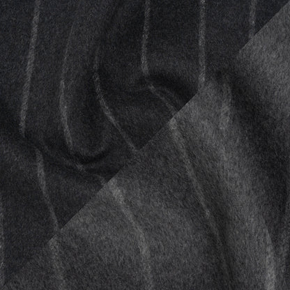 Brushed Wool Double Cloth Coating - Gray and Black Chalk Stripes - Deadstock