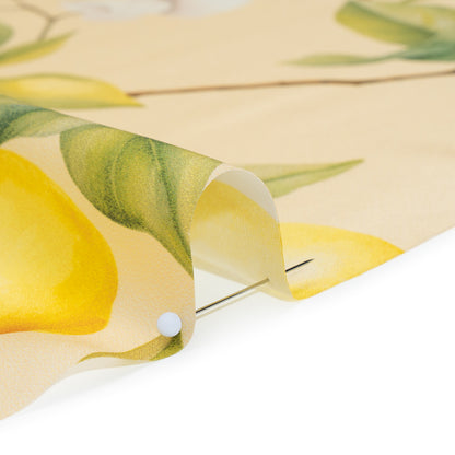 Silk Charmeuse Print 16MM, Made in Italy - Cream, Green and Yellow Blossoming Lemon Tree