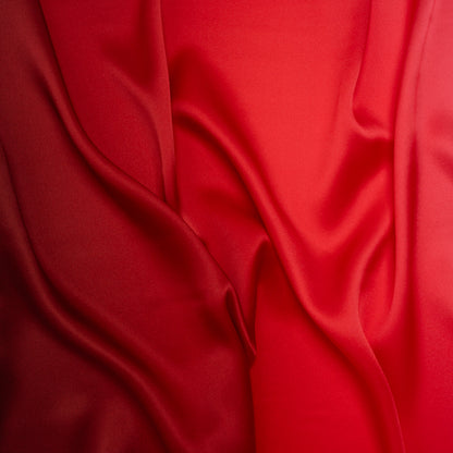 Silk Charmeuse Print 16MM, Made in Italy - Burgundy, Red and Pink Ombre
