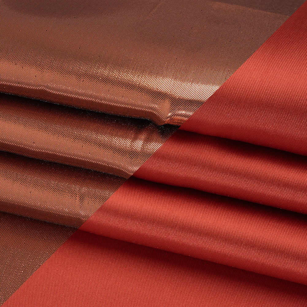 Double Faced Lame Mikado - Scarlet and Copper - Sara Collection Folded