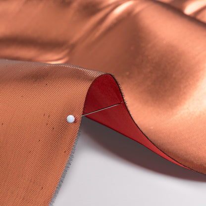 Double Faced Lame Mikado - Scarlet and Copper - Sara Collection Detail