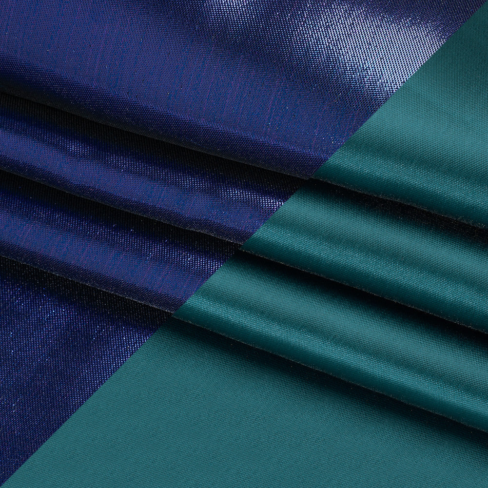 Double Faced Lame Mikado - Dark Teal and Navy - Sara Collection - Folded