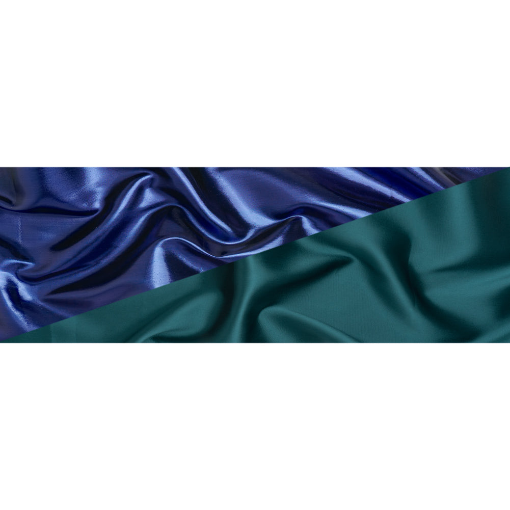 Double Faced Lame Mikado - Dark Teal and Navy - Sara Collection - Full