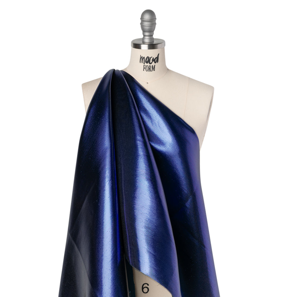 Double Faced Lame Mikado - Dark Teal and Navy - Sara Collection - Drape