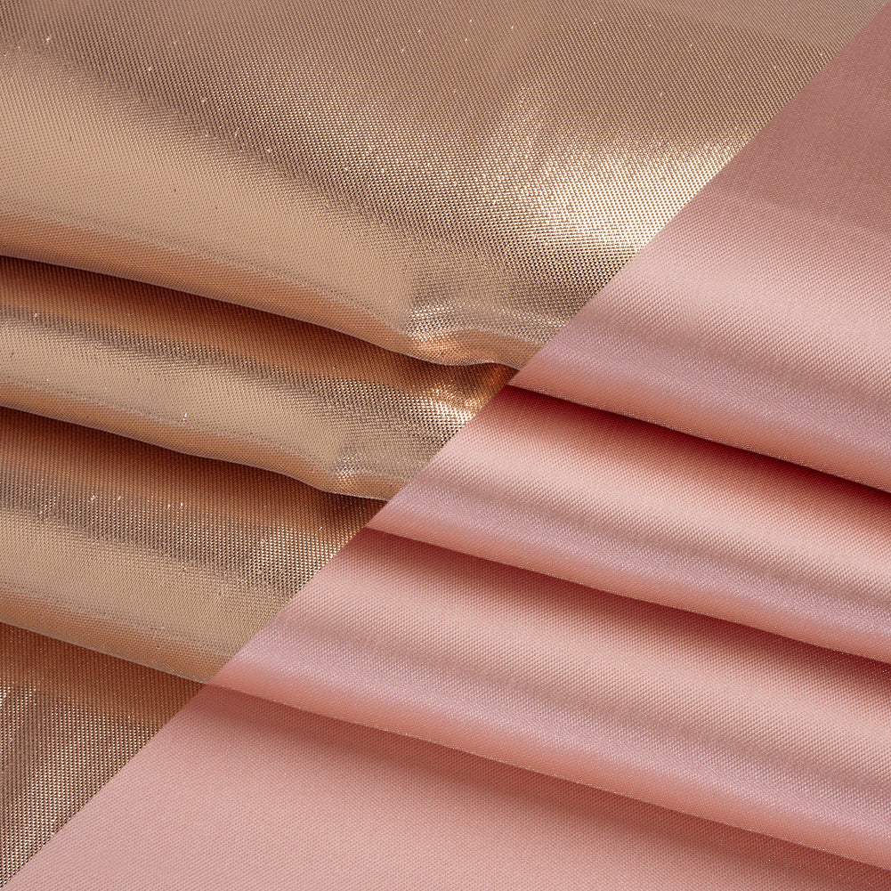 Double Faced Lame Mikado - Pink and Rose Gold - Sara Collection - Folded
