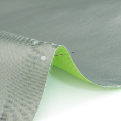 Double Faced Lame Mikado - Neon Green and Silver - Sara Collection
