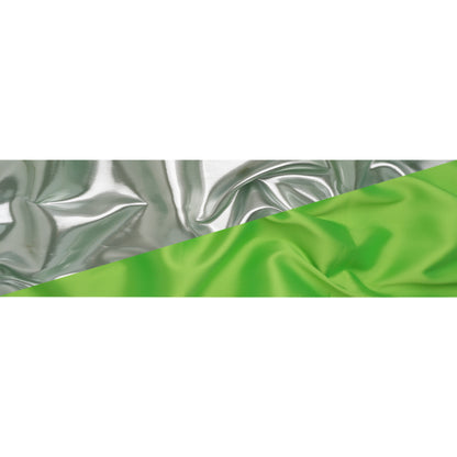Double Faced Lame Mikado - Neon Green and Silver - Sara Collection