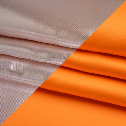Double Faced Lame Mikado - Neon Orange and Silver - Sara Collection Folded