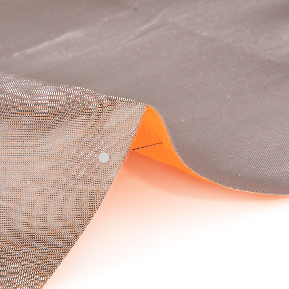 Double Faced Lame Mikado - Neon Orange and Silver - Sara Collection Detail