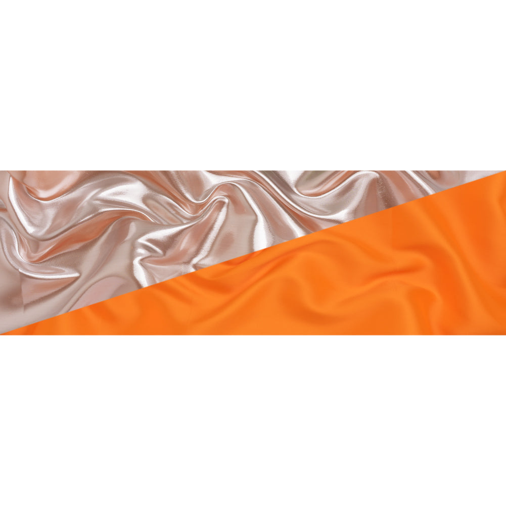Double Faced Lame Mikado - Neon Orange and Silver - Sara Collection Full