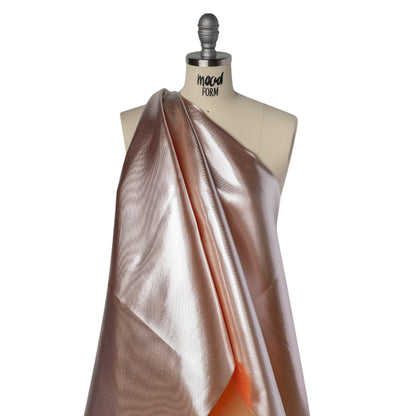 Double Faced Lame Mikado - Neon Orange and Silver - Sara Collection Drape