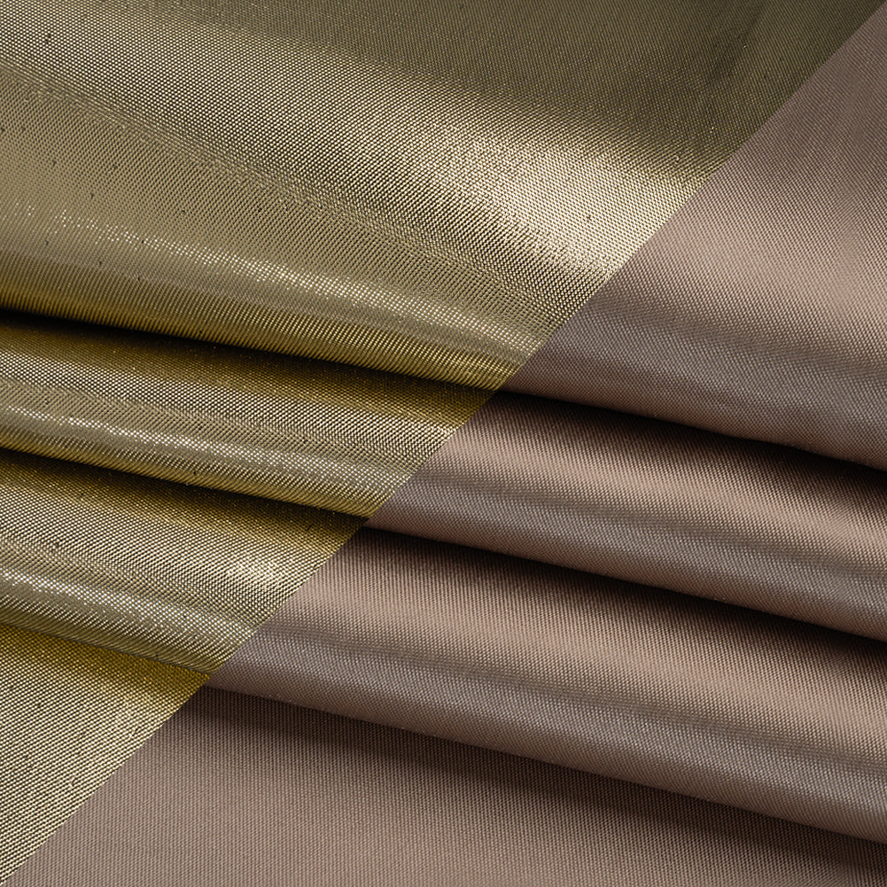 Double Faced Lame Mikado - Taupe and Gold - Sara Collection Folded