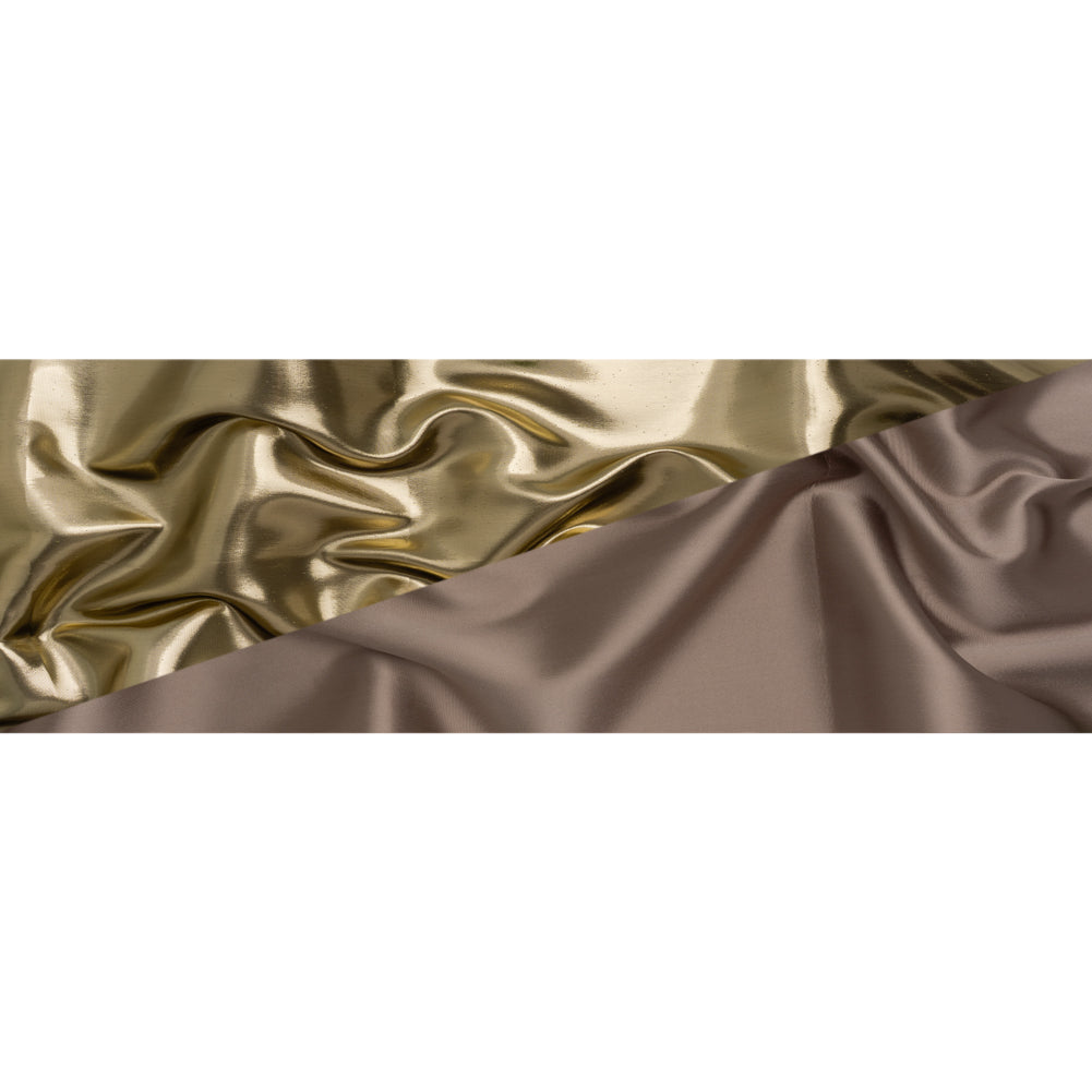 Double Faced Lame Mikado - Taupe and Gold - Sara Collection Full