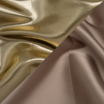 Double Faced Lame Mikado - Taupe and Gold - Sara Collection