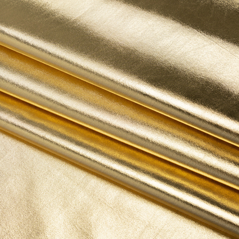 Metallic Foiled Polyester Jersey Knit - Gold - Amalthea Collection Folded