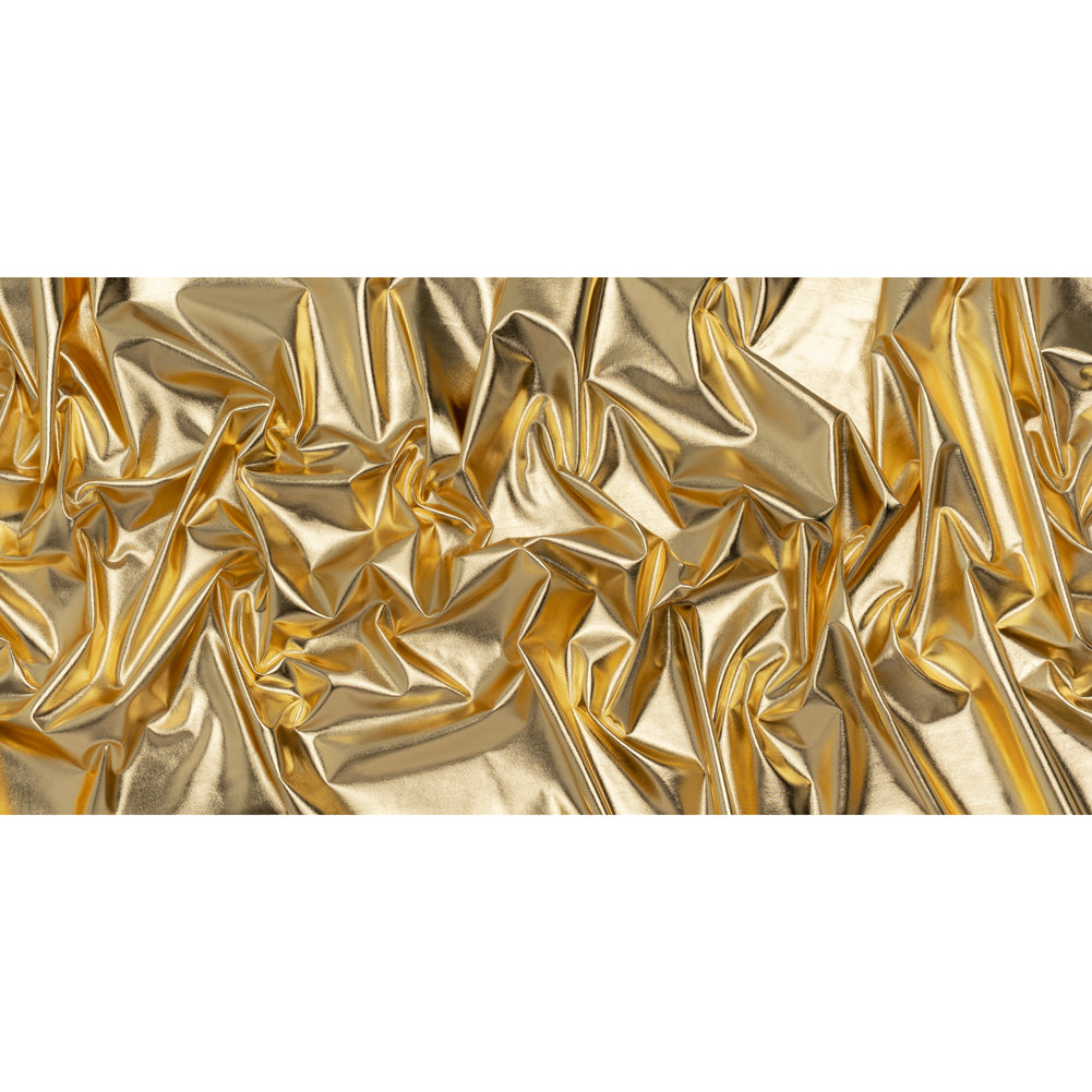 Metallic Foiled Polyester Jersey Knit - Gold - Amalthea Collection Full