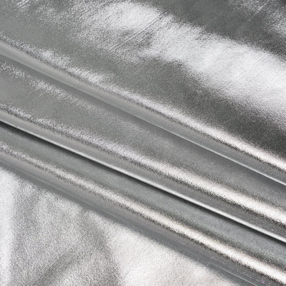 Metallic Foiled Polyester Jersey Knit - Silver - Amalthea Collection