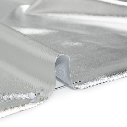 Metallic Foiled Polyester Jersey Knit - Silver - Amalthea Collection