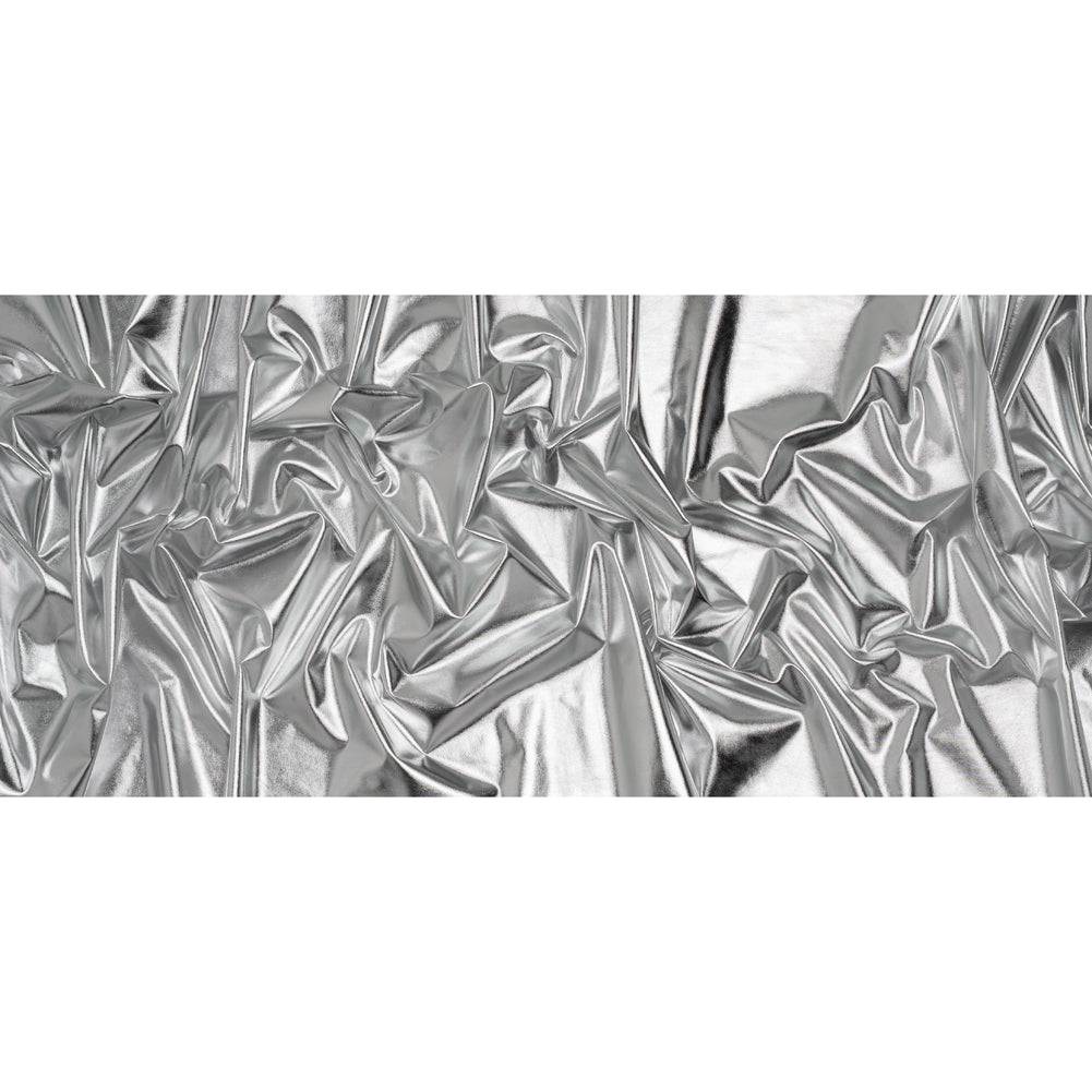 Metallic Foiled Polyester Jersey Knit - Silver - Amalthea Collection - Full
