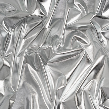 Metallic Foiled Polyester Jersey Knit - Silver - Amalthea Collection
