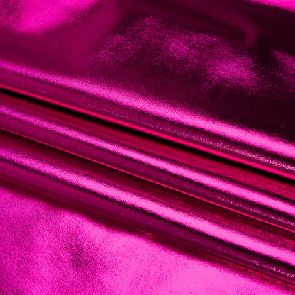 Metallic Foiled Polyester Jersey Knit - Fuchsia - Amalthea Collection