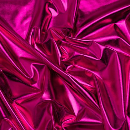 Metallic Foiled Polyester Jersey Knit - Fuchsia - Amalthea Collection