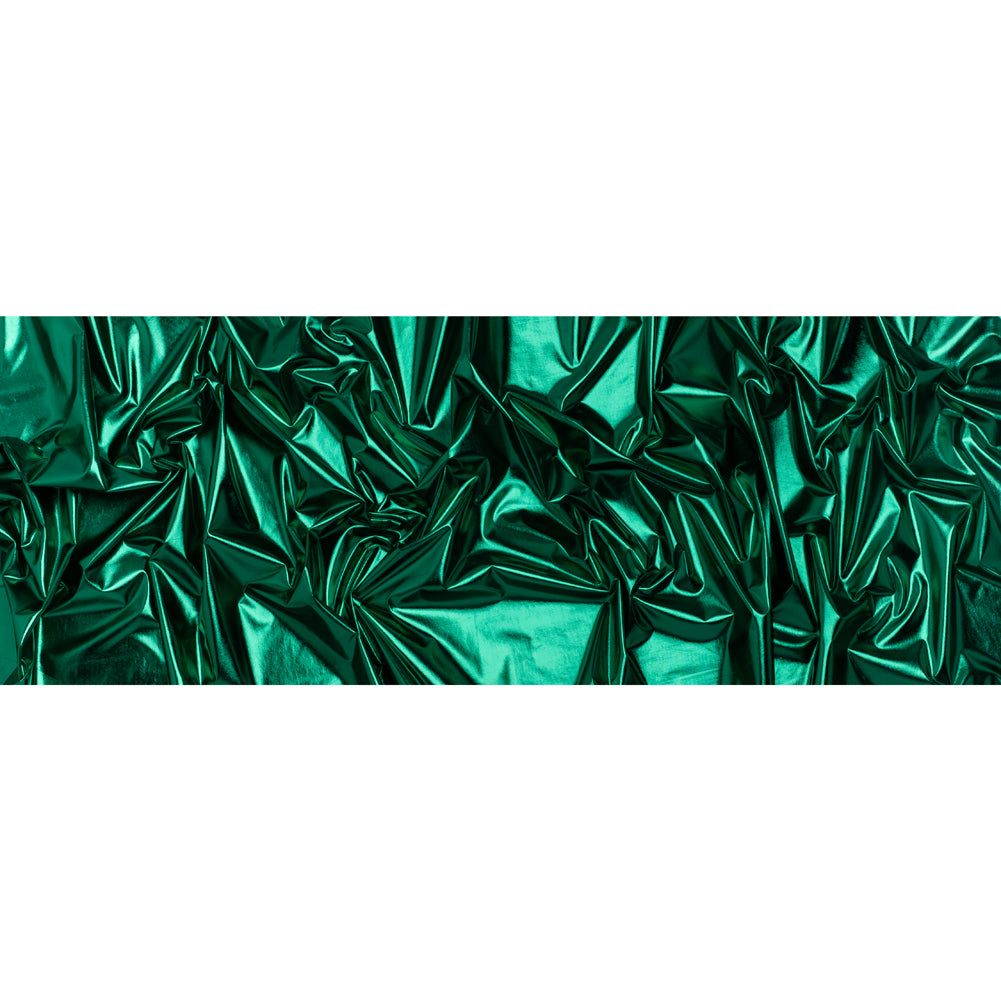 Metallic Foiled Polyester Jersey Knit - Emerald - Amalthea Collection - Full