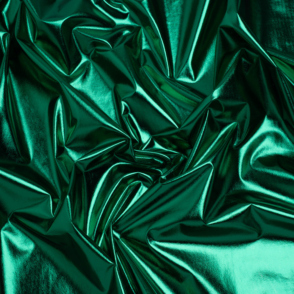 Metallic Foiled Polyester Jersey Knit - Emerald - Amalthea Collection