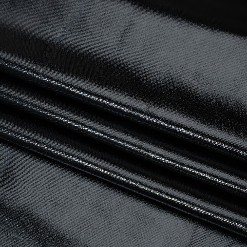 Metallic Foiled Polyester Jersey Knit - Black - Amalthea Collection