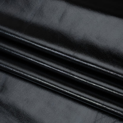 Metallic Foiled Polyester Jersey Knit - Black - Amalthea Collection