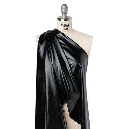 Metallic Foiled Polyester Jersey Knit - Black - Amalthea Collection