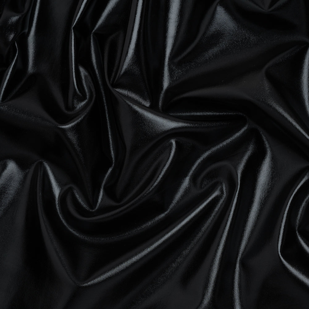 Metallic Foiled Polyester Jersey Knit - Black - Amalthea Collection